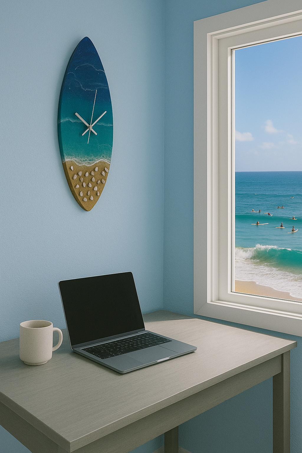 SurfTime Wall Clock – Bamboo + Resin