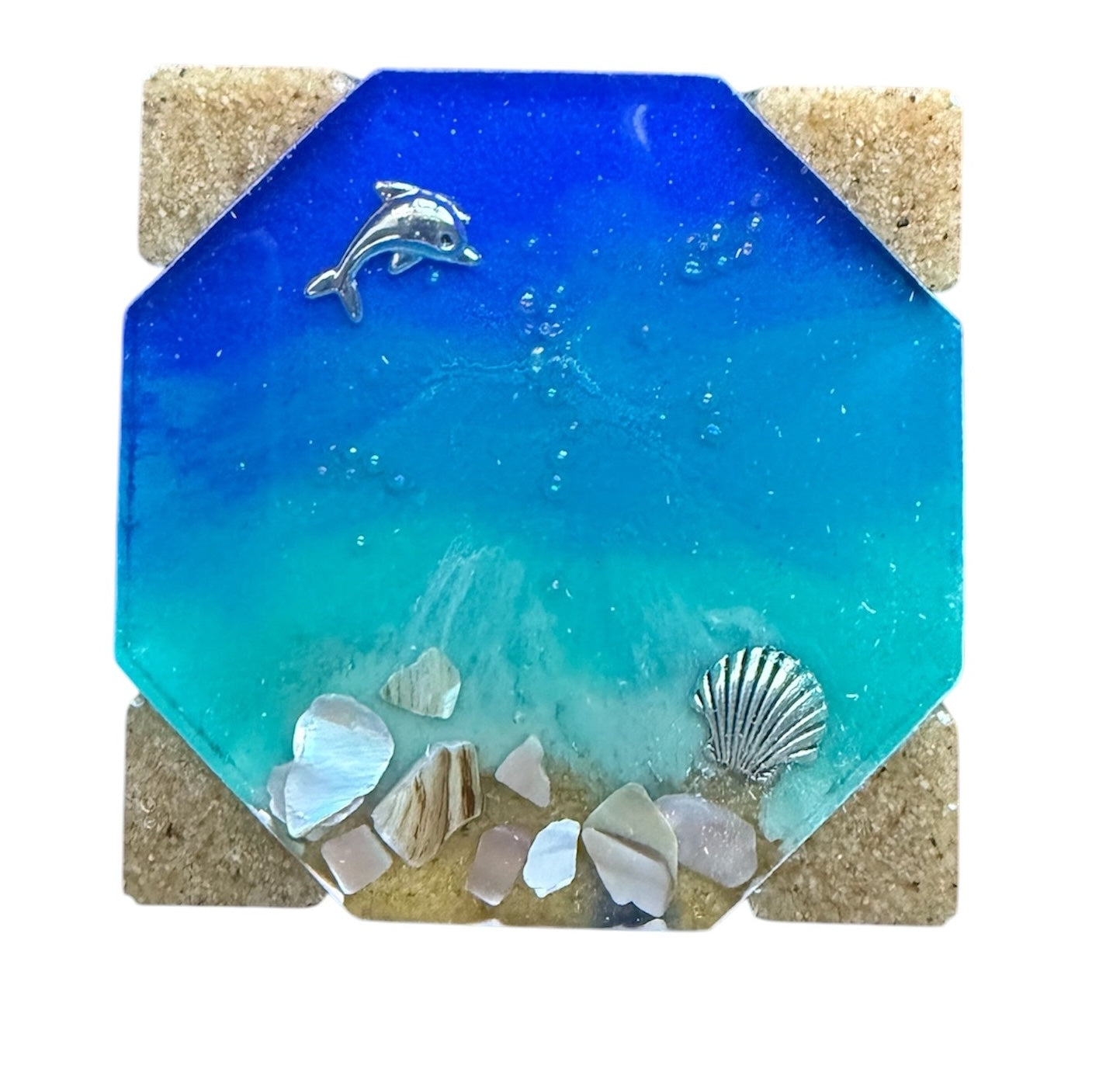 Coastal Resin Coaster Set – with Holder (Set of 4)