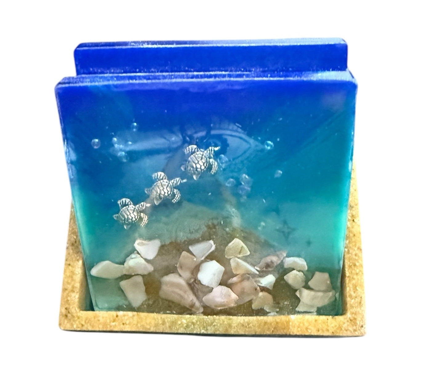 Coastal Resin Coaster Set – with Holder (Set of 4)